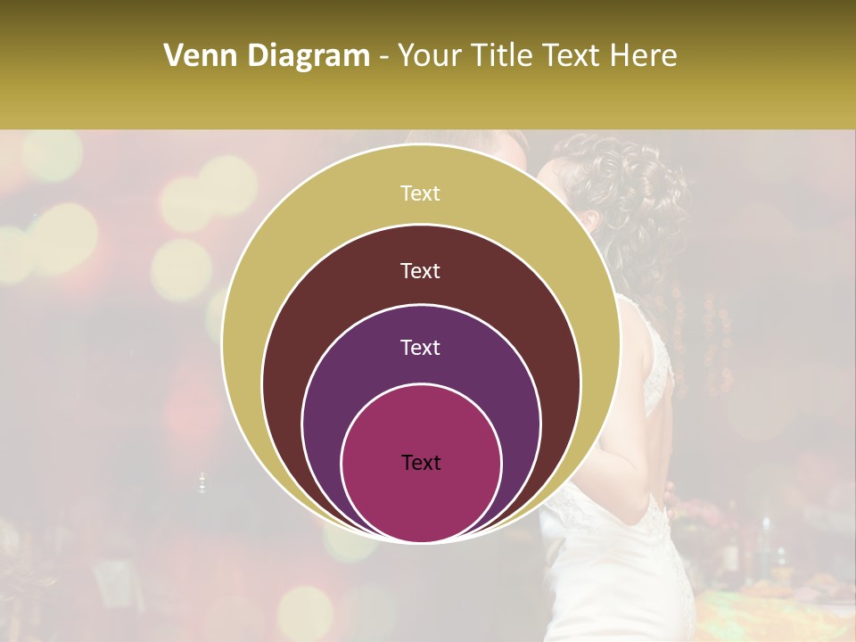 A Bride And Groom Dance Together In Front Of A Colorful Background PowerPoint Template