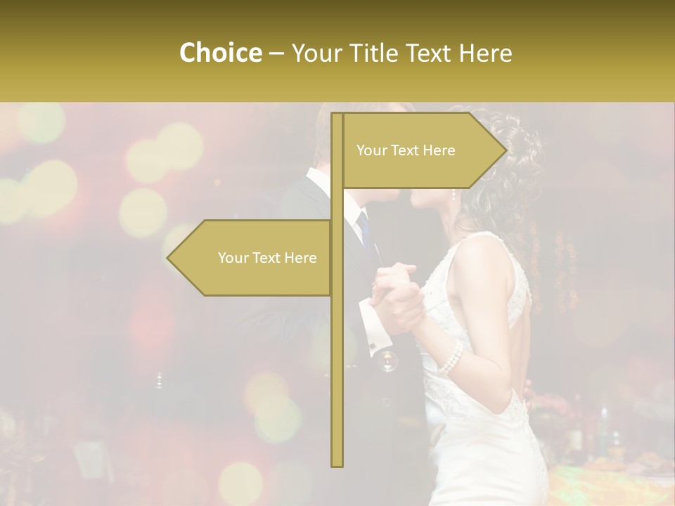 A Bride And Groom Dance Together In Front Of A Colorful Background PowerPoint Template