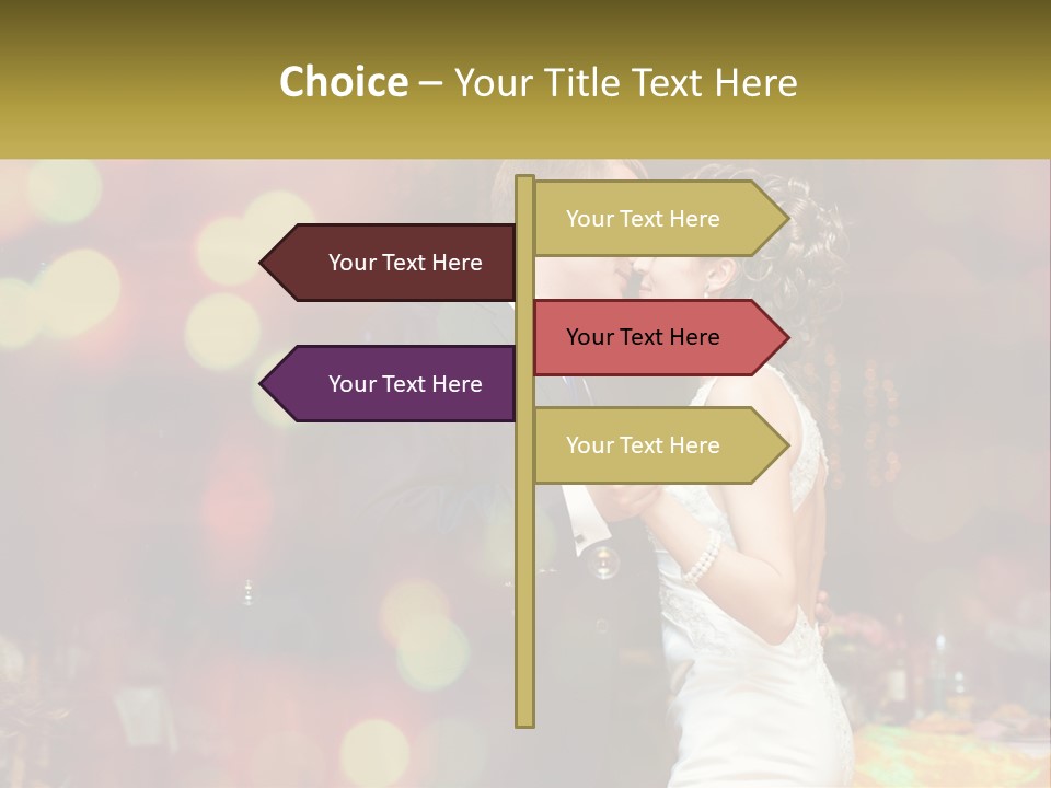 A Bride And Groom Dance Together In Front Of A Colorful Background PowerPoint Template