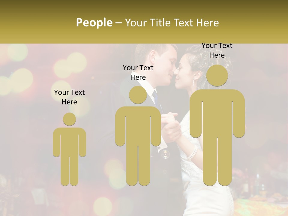 A Bride And Groom Dance Together In Front Of A Colorful Background PowerPoint Template