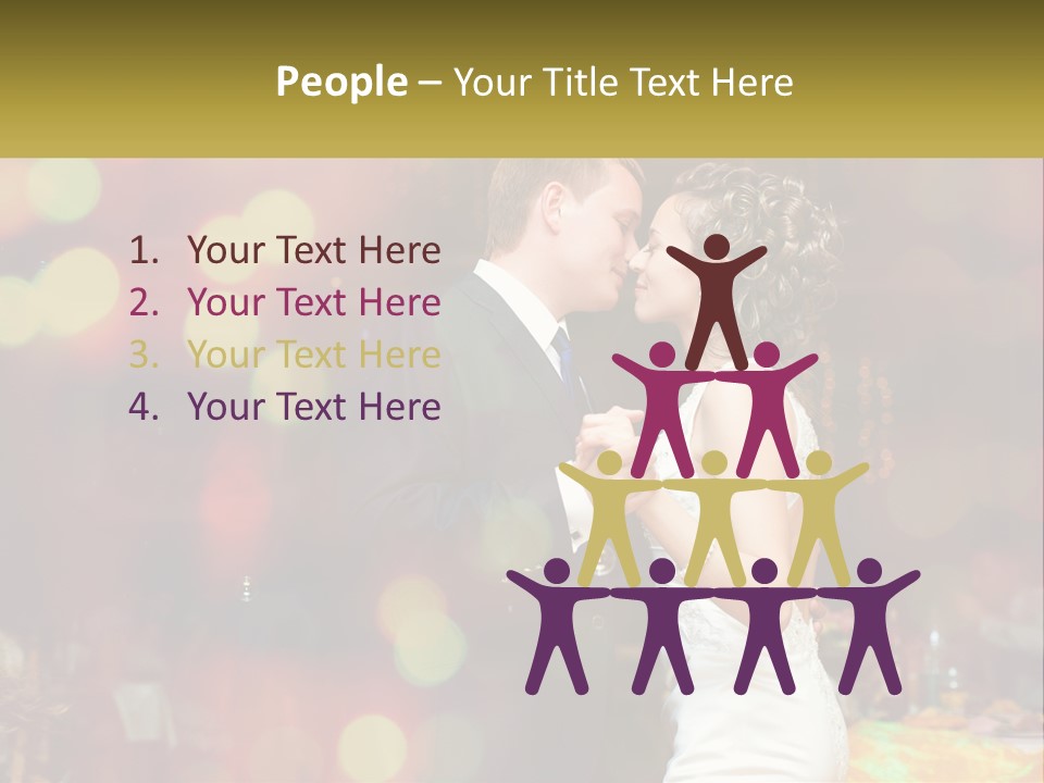 A Bride And Groom Dance Together In Front Of A Colorful Background PowerPoint Template