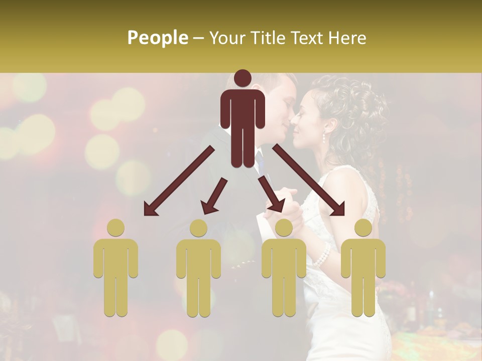 A Bride And Groom Dance Together In Front Of A Colorful Background PowerPoint Template