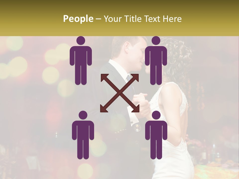 A Bride And Groom Dance Together In Front Of A Colorful Background PowerPoint Template