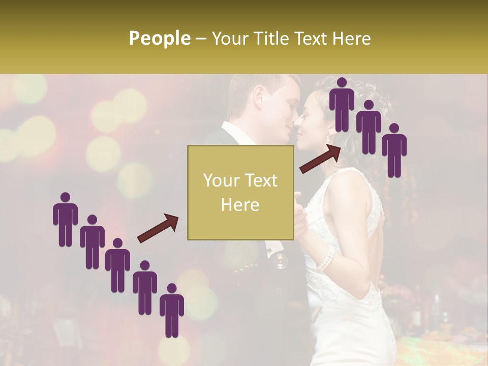 A Bride And Groom Dance Together In Front Of A Colorful Background PowerPoint Template