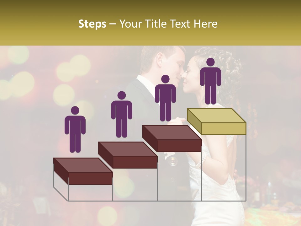 A Bride And Groom Dance Together In Front Of A Colorful Background PowerPoint Template