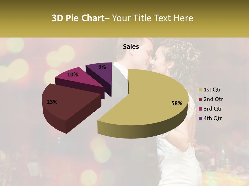 A Bride And Groom Dance Together In Front Of A Colorful Background PowerPoint Template