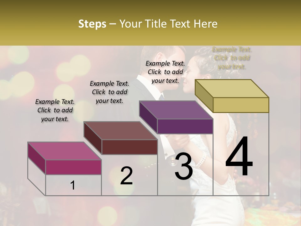 A Bride And Groom Dance Together In Front Of A Colorful Background PowerPoint Template