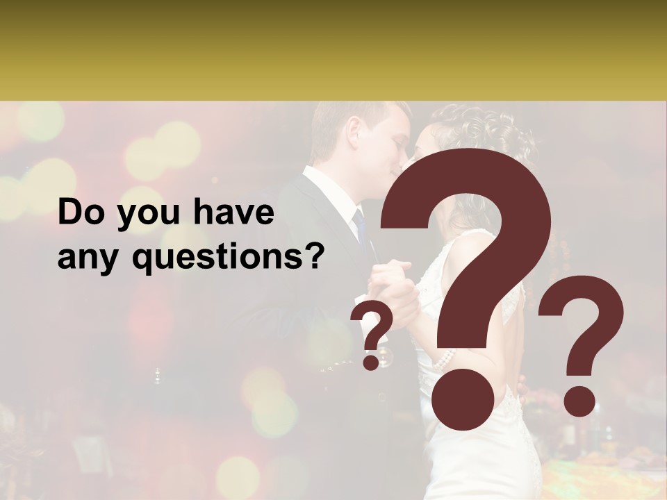 A Bride And Groom Dance Together In Front Of A Colorful Background PowerPoint Template