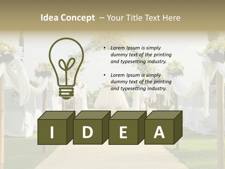 A Wedding Ceremony With White And Yellow Flowers PowerPoint Template