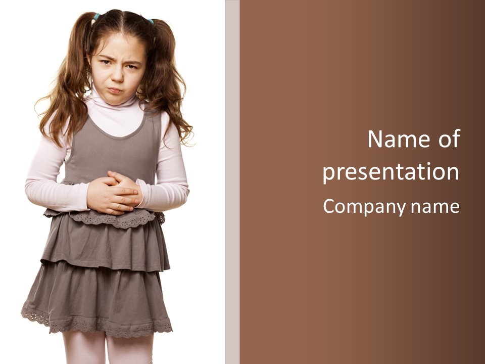 A Little Girl Standing In Front Of A Brown Background PowerPoint Template