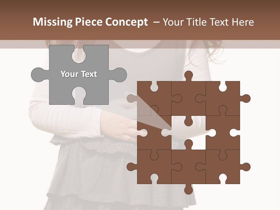 A Little Girl Standing In Front Of A Brown Background PowerPoint Template