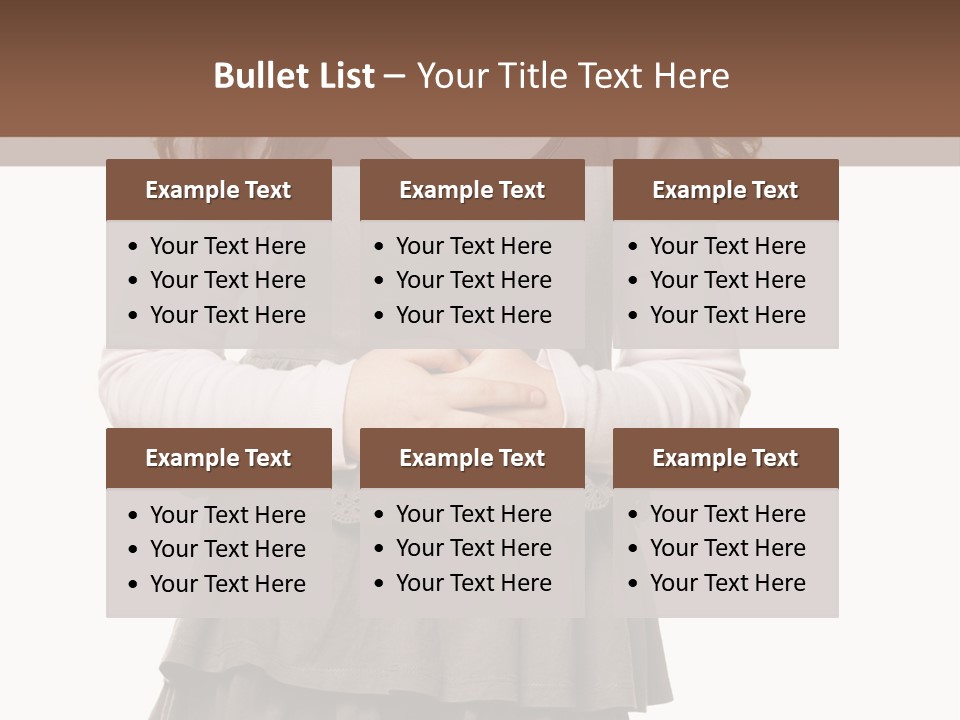 A Little Girl Standing In Front Of A Brown Background PowerPoint Template