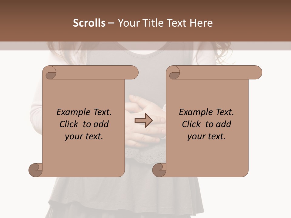 A Little Girl Standing In Front Of A Brown Background PowerPoint Template