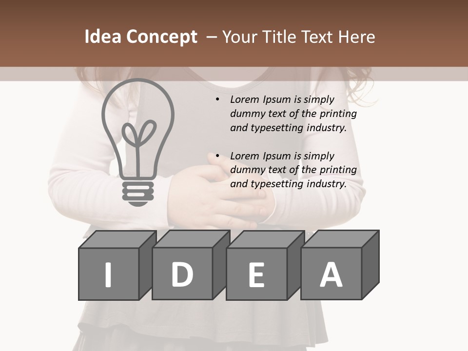 A Little Girl Standing In Front Of A Brown Background PowerPoint Template