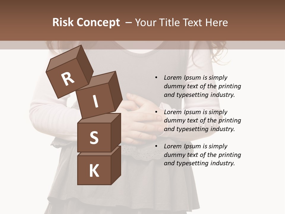 A Little Girl Standing In Front Of A Brown Background PowerPoint Template