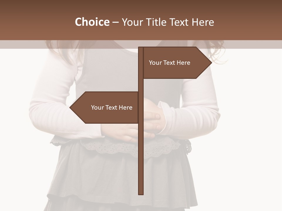 A Little Girl Standing In Front Of A Brown Background PowerPoint Template