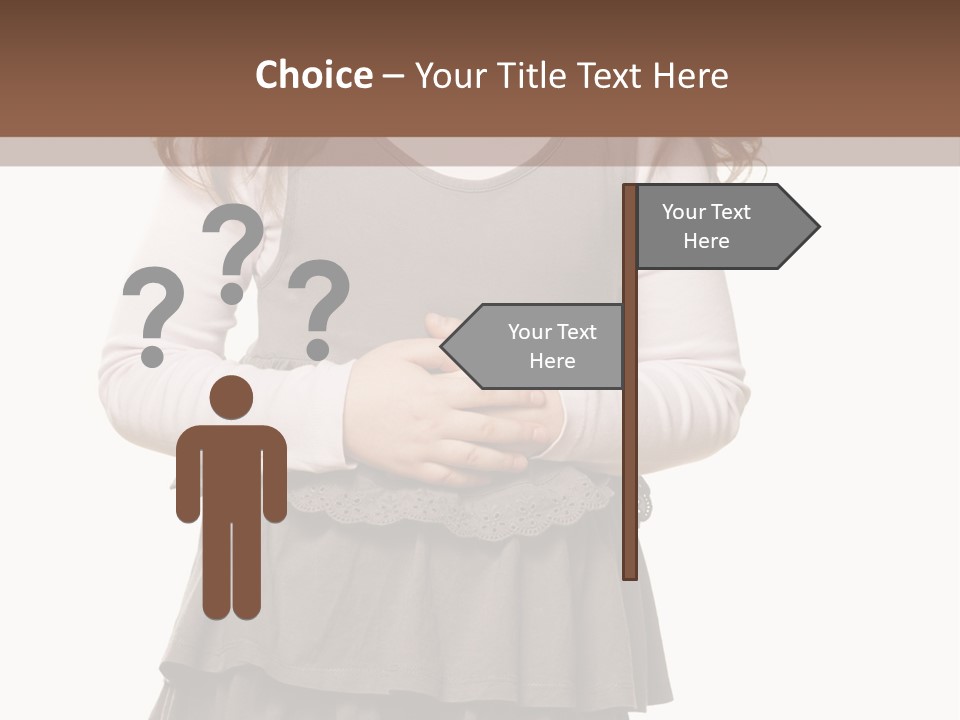 A Little Girl Standing In Front Of A Brown Background PowerPoint Template