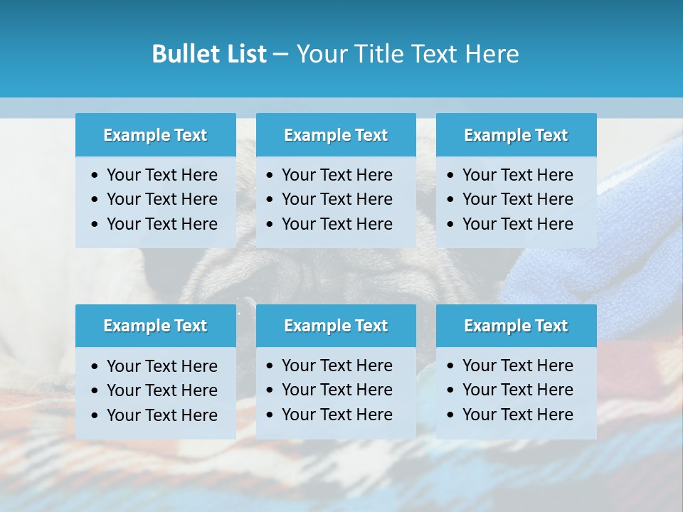 A Pug Dog Laying On A Blanket With A Blue Towel PowerPoint Template