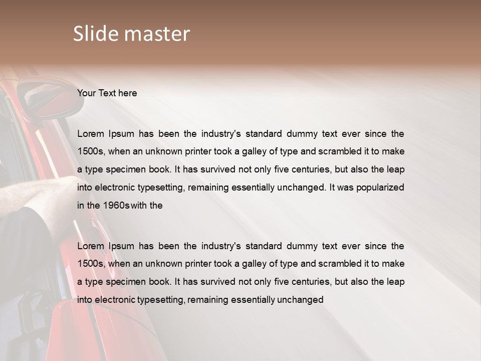 A Man Driving A Red Car On A Road PowerPoint Template