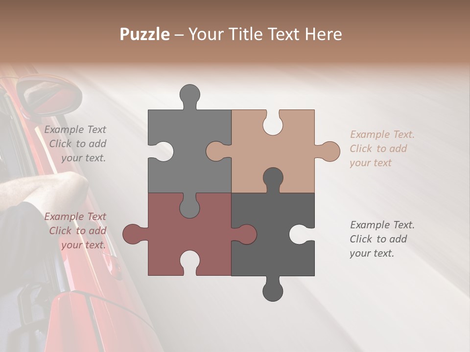 A Man Driving A Red Car On A Road PowerPoint Template