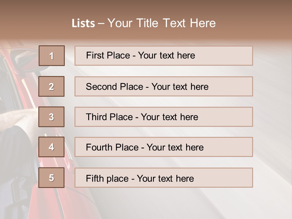 A Man Driving A Red Car On A Road PowerPoint Template