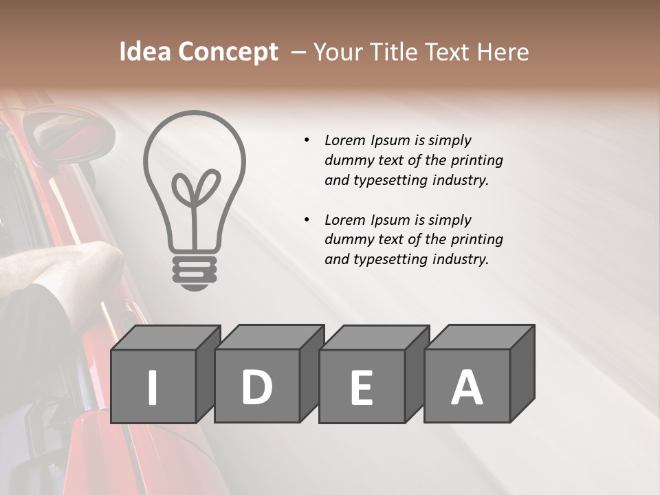 A Man Driving A Red Car On A Road PowerPoint Template