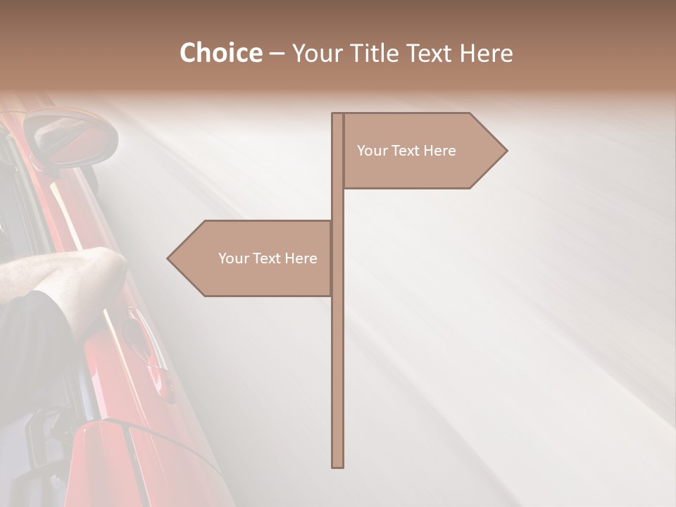 A Man Driving A Red Car On A Road PowerPoint Template