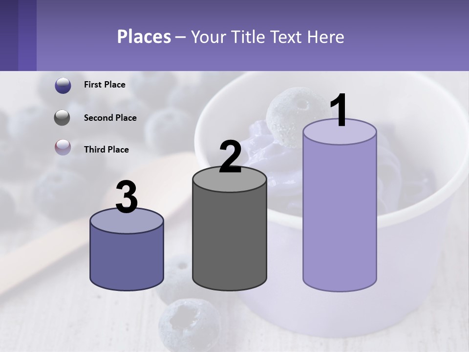 A Bowl Of Blueberries With A Spoon On The Side PowerPoint Template