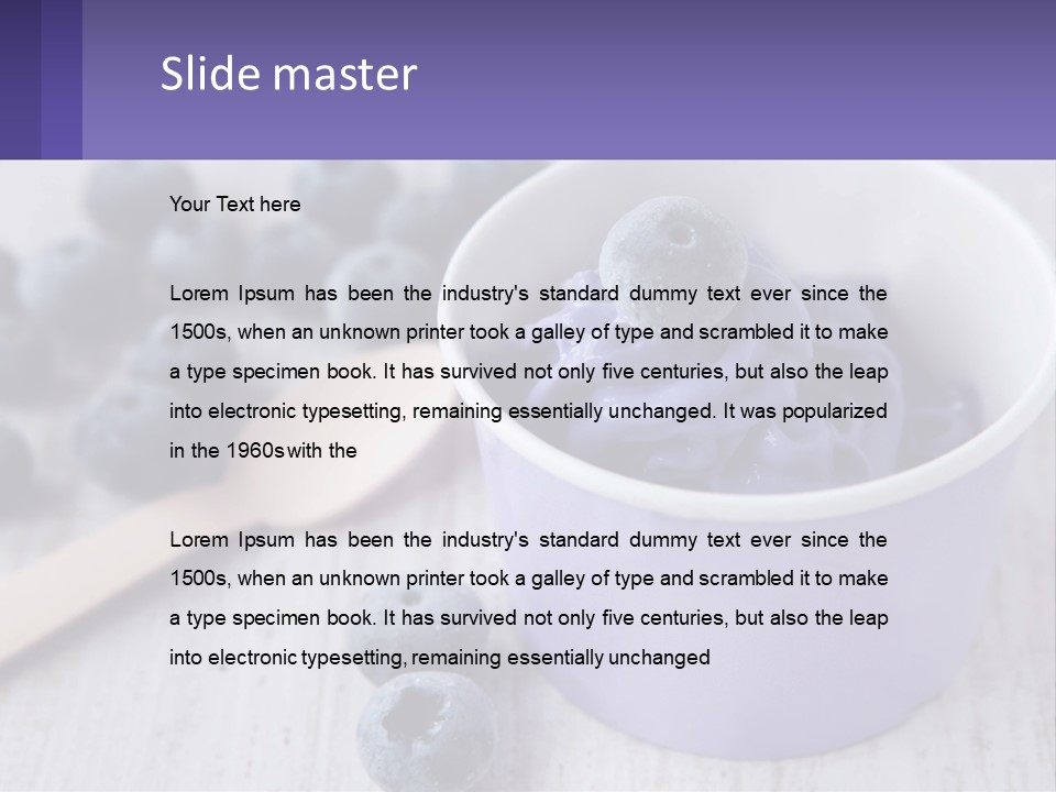 A Bowl Of Blueberries With A Spoon On The Side PowerPoint Template