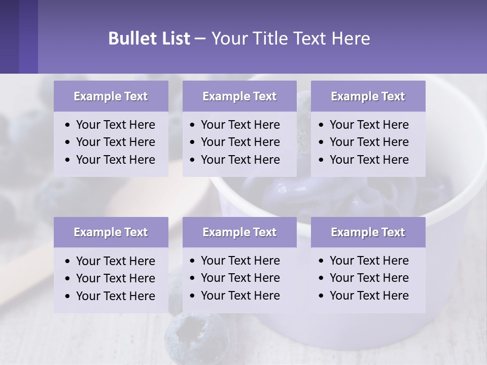 A Bowl Of Blueberries With A Spoon On The Side PowerPoint Template