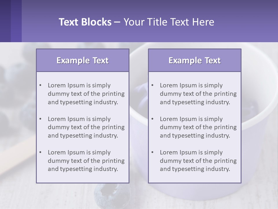 A Bowl Of Blueberries With A Spoon On The Side PowerPoint Template