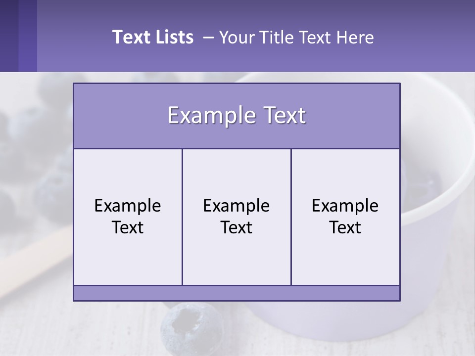 A Bowl Of Blueberries With A Spoon On The Side PowerPoint Template