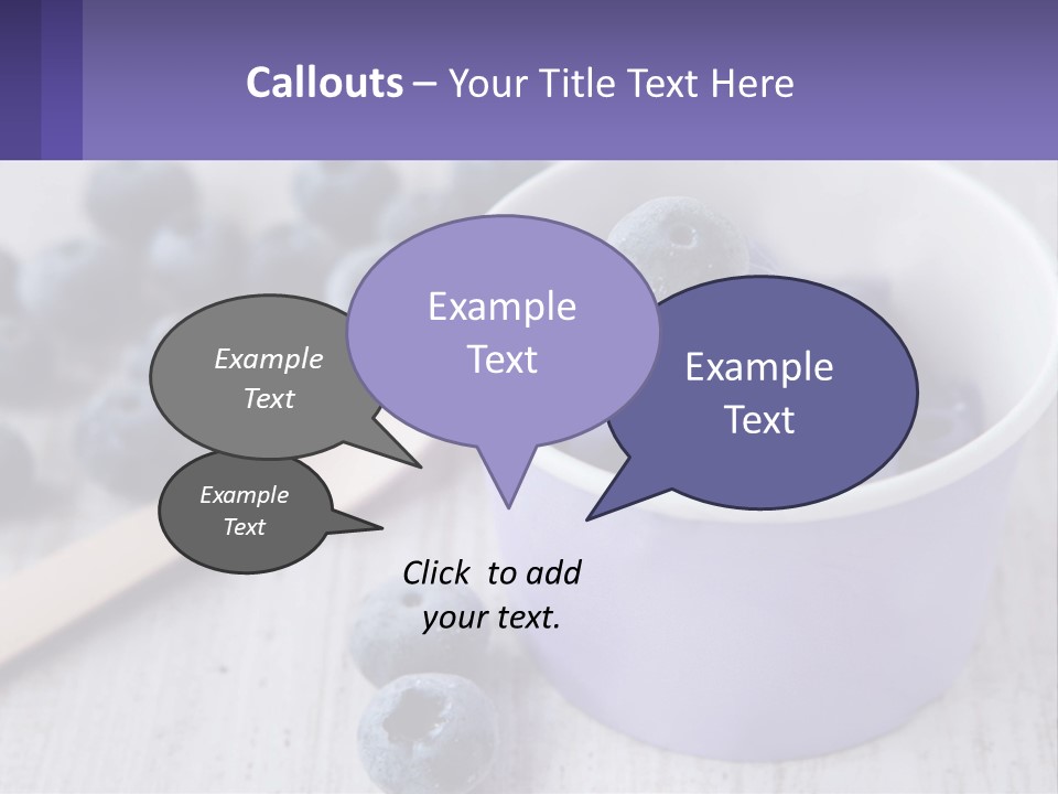 A Bowl Of Blueberries With A Spoon On The Side PowerPoint Template