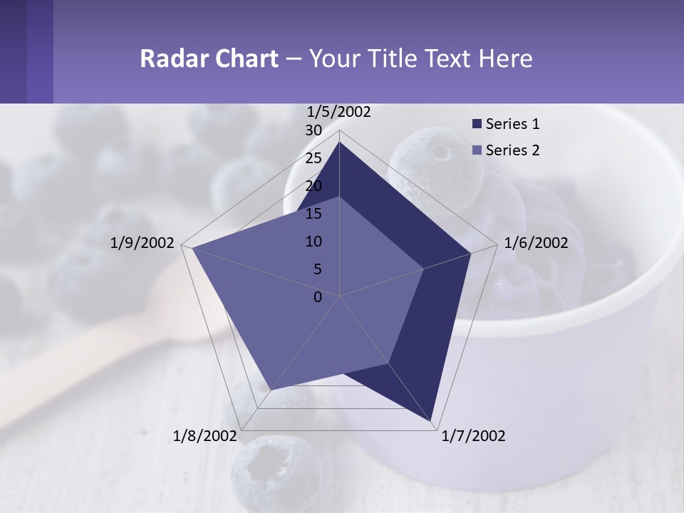 A Bowl Of Blueberries With A Spoon On The Side PowerPoint Template