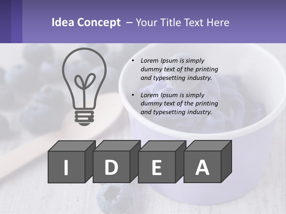 A Bowl Of Blueberries With A Spoon On The Side PowerPoint Template