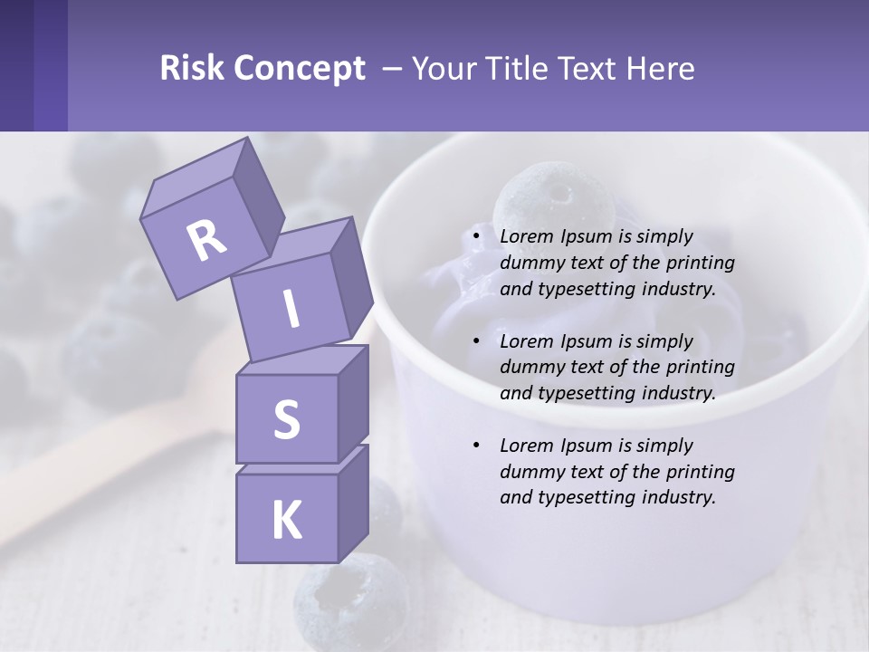 A Bowl Of Blueberries With A Spoon On The Side PowerPoint Template