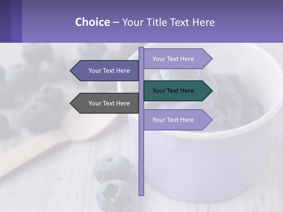 A Bowl Of Blueberries With A Spoon On The Side PowerPoint Template