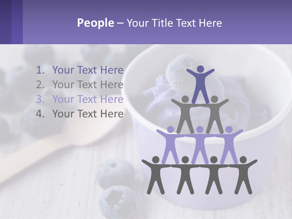 A Bowl Of Blueberries With A Spoon On The Side PowerPoint Template