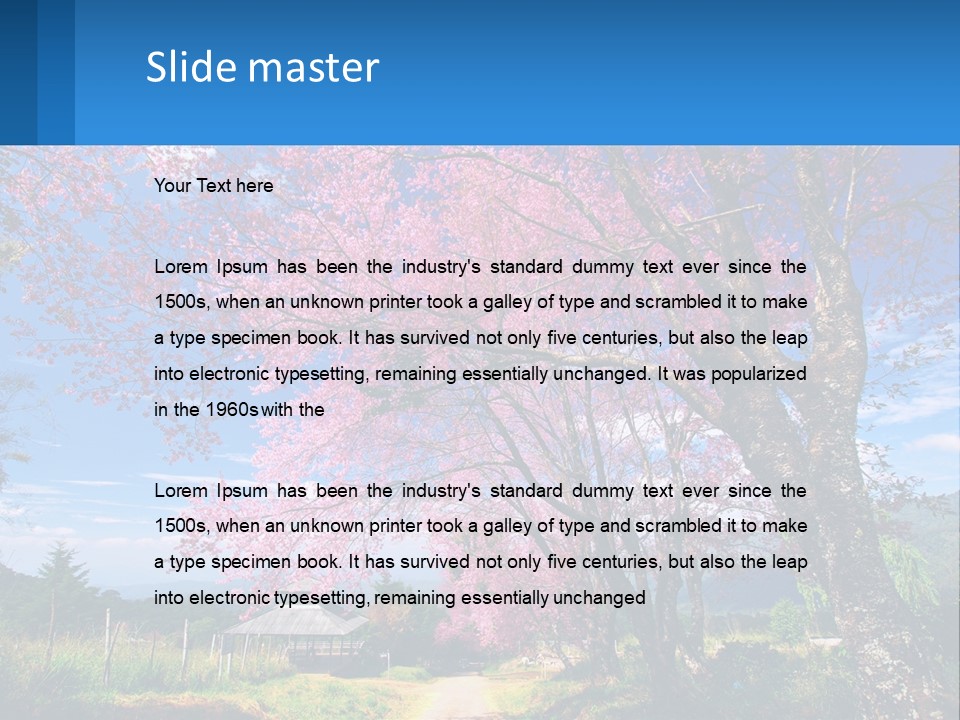 A Beautiful Pink Tree With Blue Sky In The Background PowerPoint Template