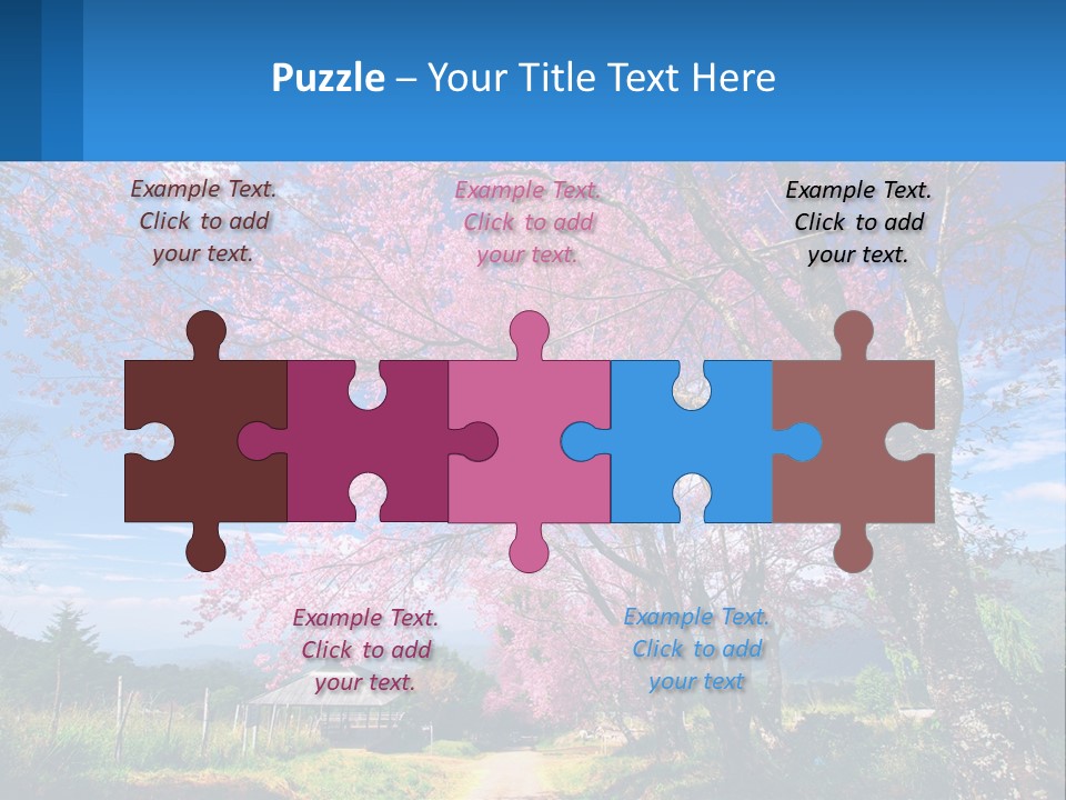 A Beautiful Pink Tree With Blue Sky In The Background PowerPoint Template