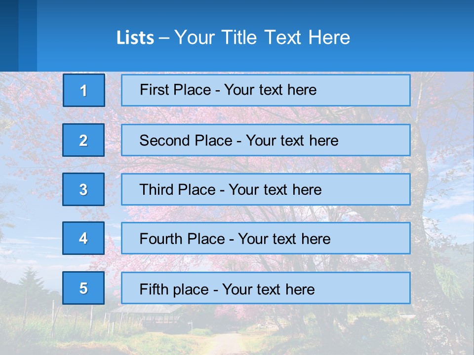 A Beautiful Pink Tree With Blue Sky In The Background PowerPoint Template