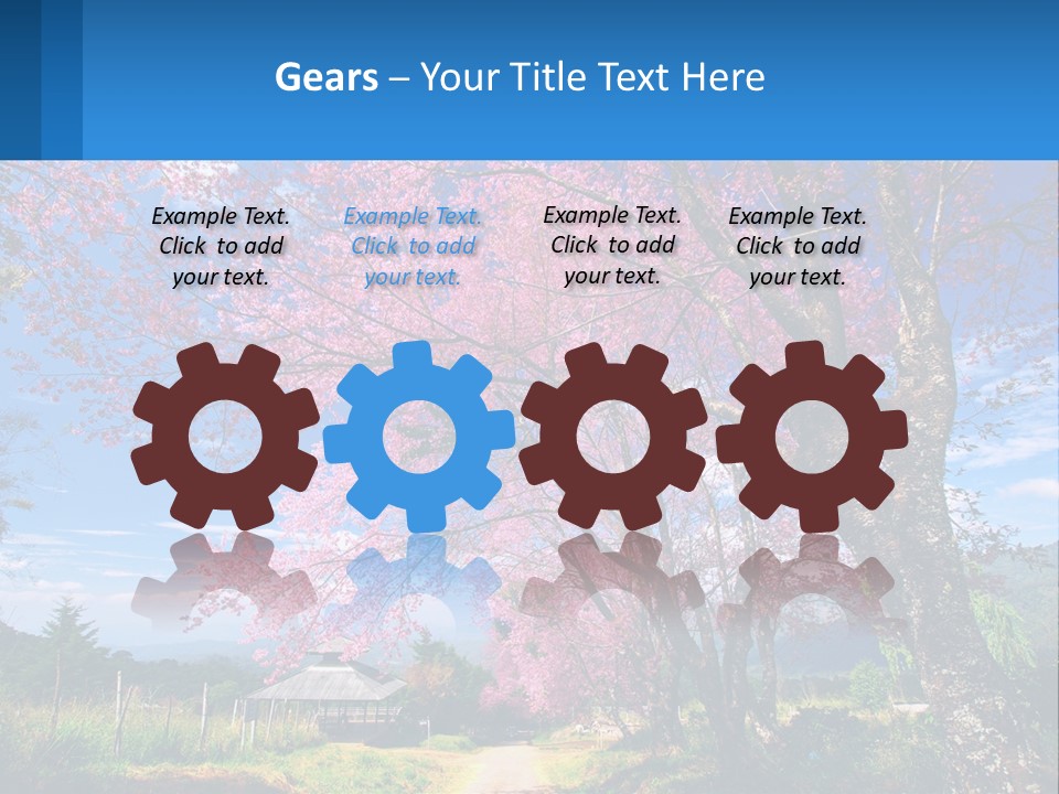 A Beautiful Pink Tree With Blue Sky In The Background PowerPoint Template