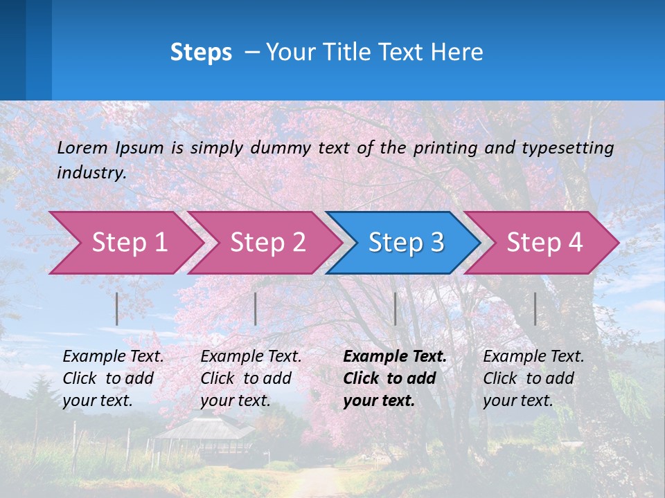 A Beautiful Pink Tree With Blue Sky In The Background PowerPoint Template