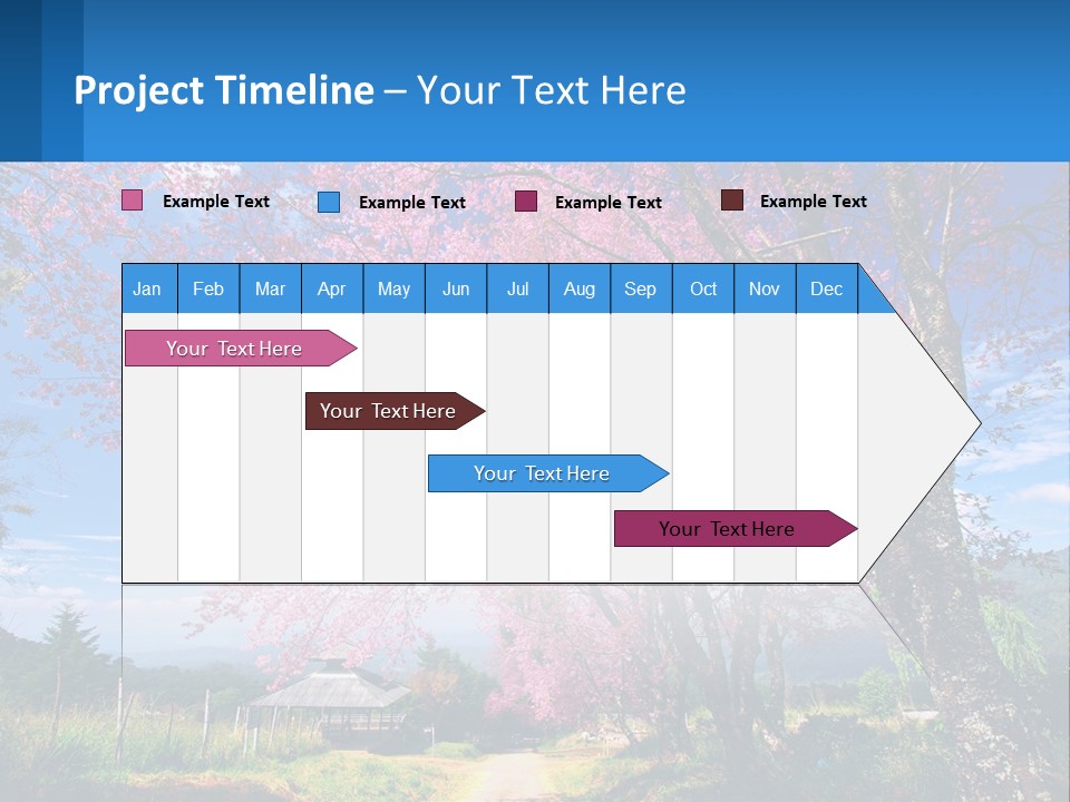 A Beautiful Pink Tree With Blue Sky In The Background PowerPoint Template