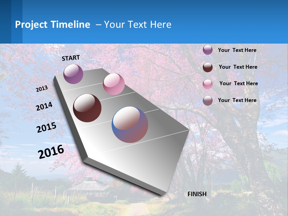 A Beautiful Pink Tree With Blue Sky In The Background PowerPoint Template