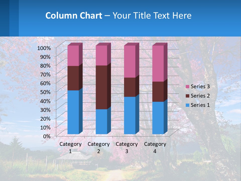 A Beautiful Pink Tree With Blue Sky In The Background PowerPoint Template