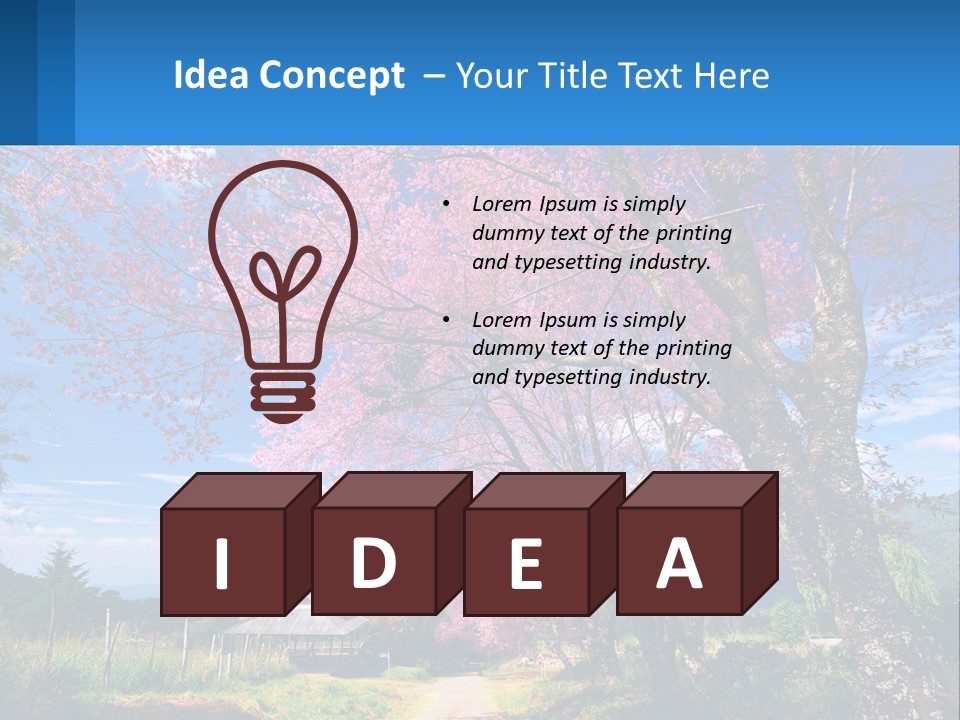 A Beautiful Pink Tree With Blue Sky In The Background PowerPoint Template