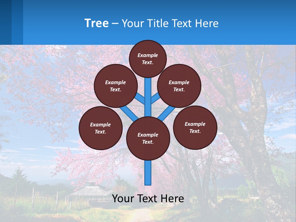 A Beautiful Pink Tree With Blue Sky In The Background PowerPoint Template