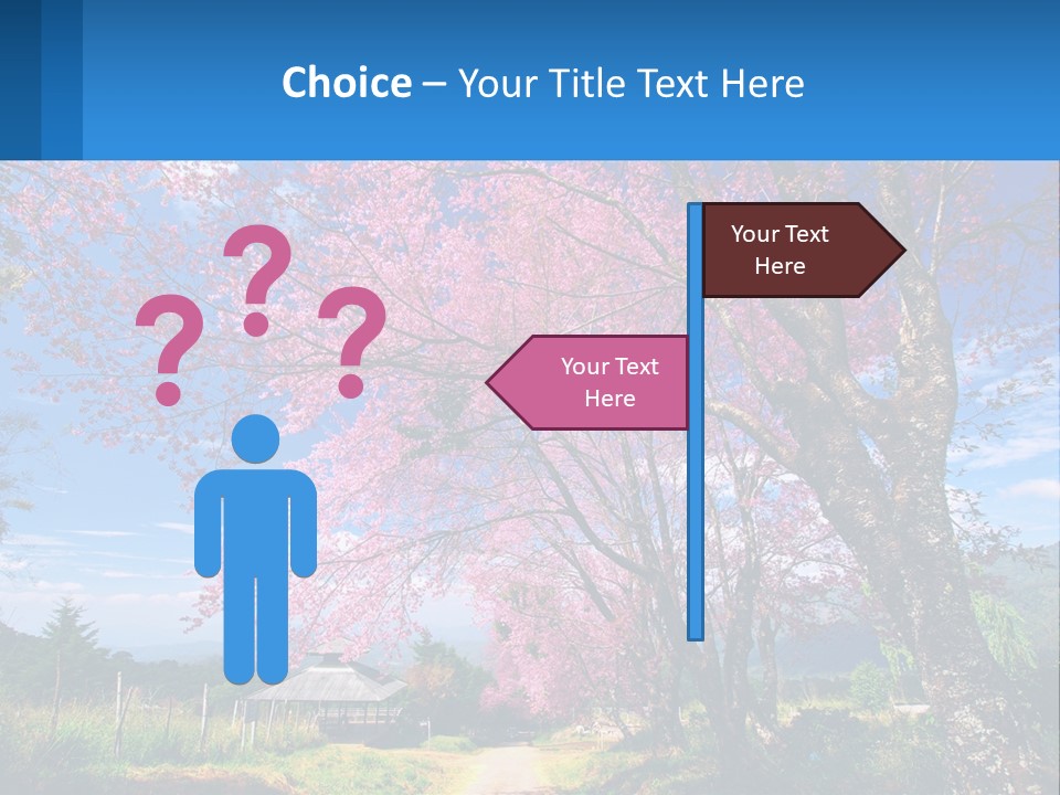 A Beautiful Pink Tree With Blue Sky In The Background PowerPoint Template