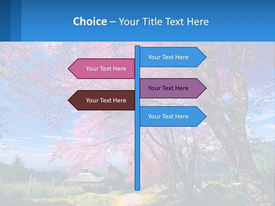 A Beautiful Pink Tree With Blue Sky In The Background PowerPoint Template